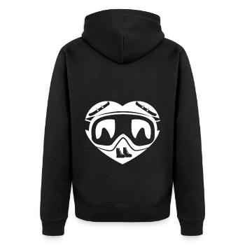 Heart - Snowboarding - (2) - Unisex Premium Organic Zip Hoodie - black - Back - Nico (187cm)