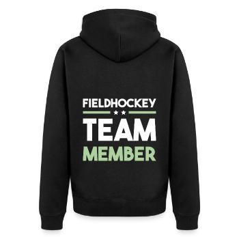 Fieldhockey Team - Unisex Premium Bio Zip Hoodie - Schwarz - Hinten - Nico (187cm)