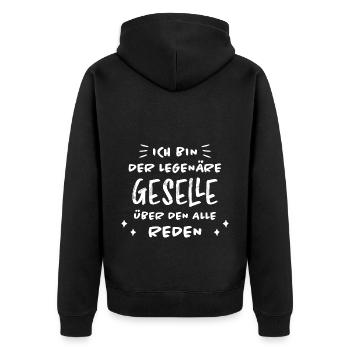 Geselle Lustiger Spruch Gesellenprüfung Geschenk - Unisex Premium Bio Zip Hoodie - Schwarz - Hinten - Nico (187cm)