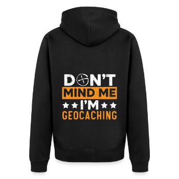 I'm at Geocaching Geocacher Geocache - Unisex Premium Organic Zip Hoodie - black - Back - Nico (187cm)