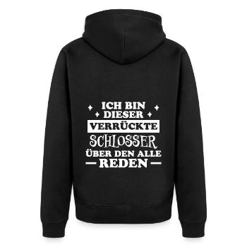 Schlosser Beruf Lustiger Spruch Schlosser Geschenk - Unisex Premium Bio Zip Hoodie - Schwarz - Hinten - Nico (187cm)