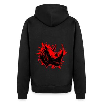 Rhinoceros Animal Head - Unisex Premium Organic Zip Hoodie - black - Back - Nico (187cm)