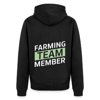 Farming Team - Unisex Premium Bio Zip Hoodie - Schwarz - Hinten - Nico (187cm)