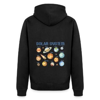 Watercolor Wonder - Named Solar System - Unisex Premium Organic Zip Hoodie - black - Back - Nico (187cm)