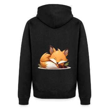 Süßes schlafender Fuchs für Waldtier Fans - Unisex Premium Bio Zip Hoodie - Schwarz - Hinten - Nico (187cm)