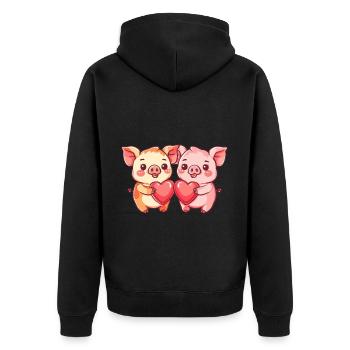Cochon Couple Amour Couple Amoureux - Veste à capuche bio Premium Unisexe - noir - Dos - Nico (187cm)