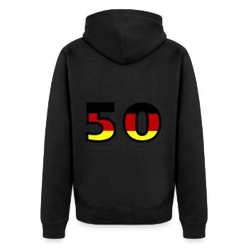 Maillot Allemagne numéro 50 - Veste à capuche bio Premium Unisexe - noir - Dos - Nico (187cm)