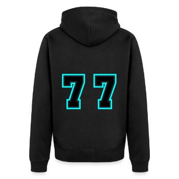 77 Number Symbol - Unisex Premium Organic Zip Hoodie - black - Back - Nico (187cm)