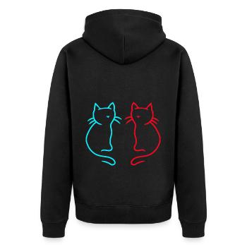 80er 90er Retro Vintage Katzen Katze - Unisex Premium Bio Zip Hoodie - Schwarz - Hinten - Nico (187cm)