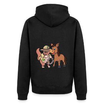 Katze Katzen Wilder Westen Muli Esel Katzen - Unisex Premium Bio Zip Hoodie - Schwarz - Hinten - Nico (187cm)