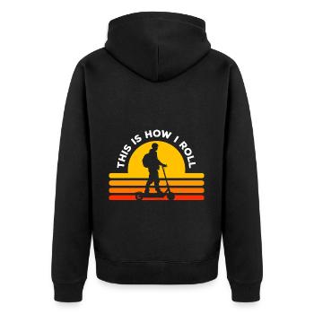 E-Scooter Speed Flitzer - Unisex Premium Organic Zip Hoodie - black - Back - Nico (187cm)