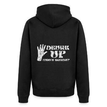 Drunk Up Who's Hands 2 - Unisex Premium Bio Zip Hoodie - Schwarz - Hinten - Nico (187cm)