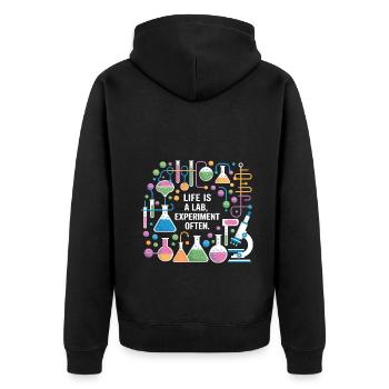 La vie est souvent une expérience de laboratoire - Veste à capuche bio Premium Unisexe - noir - Dos - Nico (187cm)