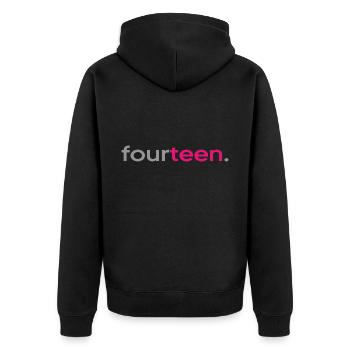 2008 geburtstag 14 jahre 14.jubiläum fourteen - Unisex Premium Bio Zip Hoodie - Schwarz - Hinten - Nico (187cm)