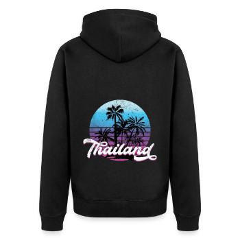 Thailand - Unisex Premium Bio Zip Hoodie - Schwarz - Hinten - Nico (187cm)