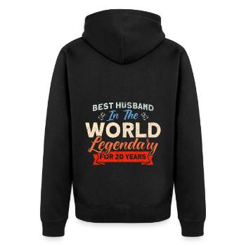20th Wedding Anniversary Couple Design 20 Years of Marriage - Unisex Premium Organic Zip Hoodie - black - Back - Nico (187cm)