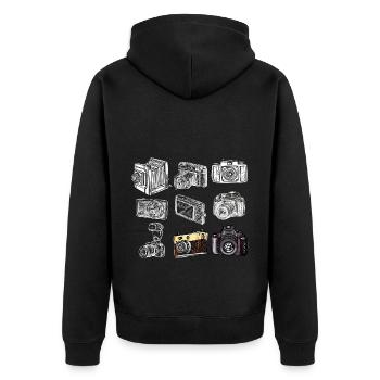 Photography Camera Lens Retro - Unisex Premium Bio Zip Hoodie - Schwarz - Hinten - Nico (187cm)