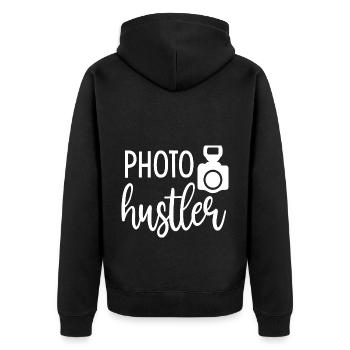Photography Camera Lens Photo - Unisex Premium Bio Zip Hoodie - Schwarz - Hinten - Nico (187cm)