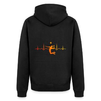Herren Volleyball Damen Beach Volley Volleyballspi - Unisex Premium Bio Zip Hoodie - Schwarz - Hinten - Nico (187cm)