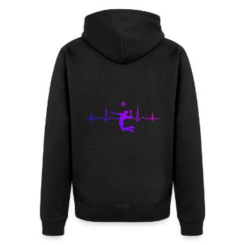 Volleyballspieler Volley Herren Volleyball - Unisex Premium Bio Zip Hoodie - Schwarz - Hinten - Nico (187cm)