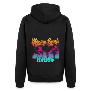 Marari Beach India - Unisex Premium Bio Zip Hoodie - Schwarz - Hinten - Nico (187cm)