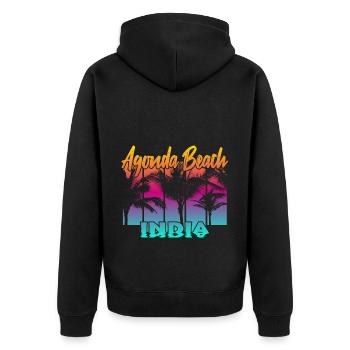Agonda Beach India - Unisex Premium Bio Zip Hoodie - Schwarz - Hinten - Nico (187cm)