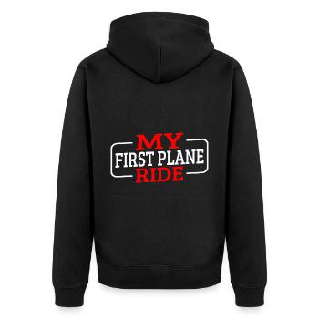 My First Plane Ride 52 - Unisex Premium Bio Zip Hoodie - Schwarz - Hinten - Nico (187cm)