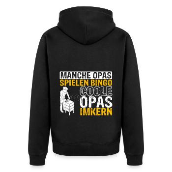 Manche Opas spielen Bingo coole Opas imkern | Imke - Unisex Premium Bio Zip Hoodie - Schwarz - Hinten - Nico (187cm)