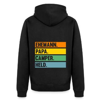 Papa Vater Wohnmobil Wohnwagen Caravan Camping Cam - Unisex Premium Bio Zip Hoodie - Schwarz - Hinten - Nico (187cm)