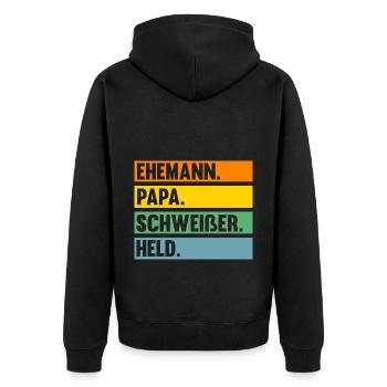 Schweißen Metallbau Metallbauer Papa Vater Schweiß - Unisex Premium Bio Zip Hoodie - Schwarz - Hinten - Nico (187cm)