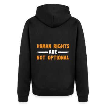 Human Rights Are Not Optional 11 - Unisex Premium Bio Zip Hoodie - Schwarz - Hinten - Nico (187cm)