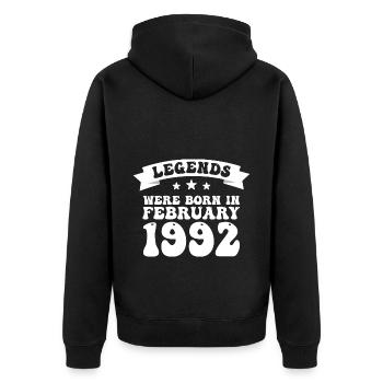 31. Geburtstag Februar Jahrgang 1992 Geschenkidee - Unisex Premium Bio Zip Hoodie - Schwarz - Hinten - Nico (187cm)