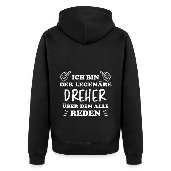 Dreher Fun Spruch Drehmaschinen Dreher Geschenk - Unisex Premium Bio Zip Hoodie - Schwarz - Hinten - Nico (187cm)