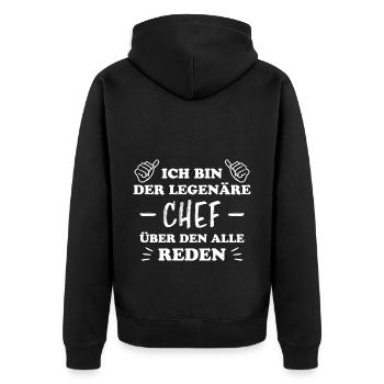 Chef Lustiger Spruch Arbeit Beruf Chef Geschenk - Unisex Premium Bio Zip Hoodie - Schwarz - Hinten - Nico (187cm)