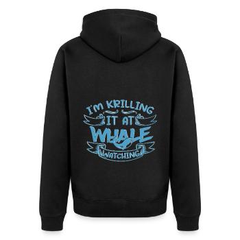 Whale design for whales and blue whales or beluga whales - Unisex Premium Organic Zip Hoodie - black - Back - Nico (187cm)