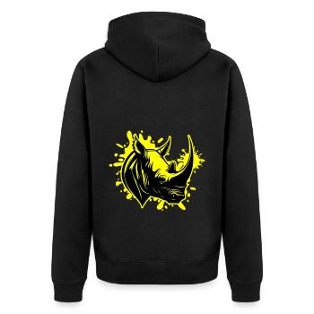 Nashorn Tier Kopf - Unisex Premium Bio Zip Hoodie - Schwarz - Hinten - Nico (187cm)