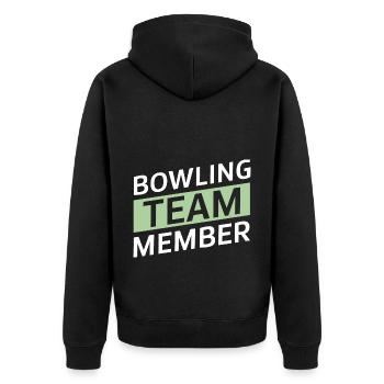 Bowling Team - Unisex Premium Bio Zip Hoodie - Schwarz - Hinten - Nico (187cm)