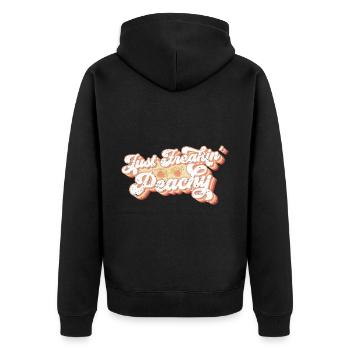 just peachy - peach fruit saying - Unisex Premium Organic Zip Hoodie - black - Back - Nico (187cm)