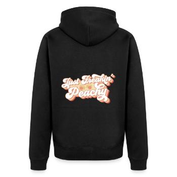 juste pêche - peach fruit dicton - Veste à capuche bio Premium Unisexe - noir - Dos - Nico (187cm)