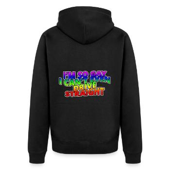 Je suis tellement gay que je ne peux même pas conduire en ligne droite - Veste à capuche bio Premium Unisexe - noir - Dos - Nico (187cm)