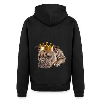 Bulldogge Old English Bulldogge Hund Hunde - Unisex Premium Bio Zip Hoodie - Schwarz - Hinten - Nico (187cm)