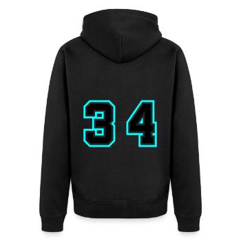 34 Zahl symbol - Unisex Premium Bio Zip Hoodie - Schwarz - Hinten - Nico (187cm)