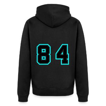 84 Number Symbol - Unisex Premium Organic Zip Hoodie - black - Back - Nico (187cm)