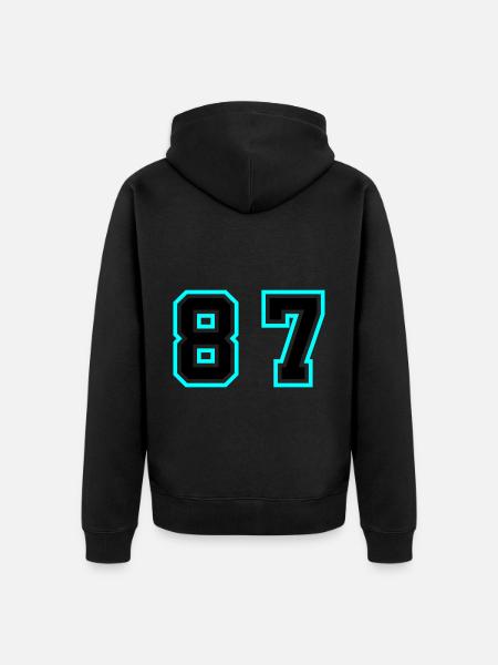 87 Zahl Symbol - Unisex Premium Bio Zip Hoodie - Schwarz