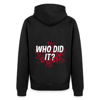Wer Hat Es Getan? Krimi-tatort-party-hinweisspiel - Unisex Premium Bio Zip Hoodie - Schwarz - Hinten - Nico (187cm)