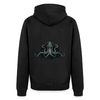 Cthulhu Lord and Savior Monster Horror T-Shirt - Unisex Premium Bio Zip Hoodie - Schwarz - Hinten - Nico (187cm)