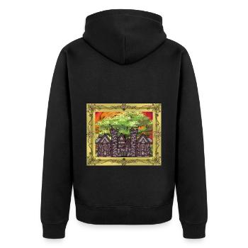 Moyen Âge, Château, Château, Forteresse, Chevalier, Roi, Roi - Veste à capuche bio Premium Unisexe - noir - Dos - Nico (187cm)