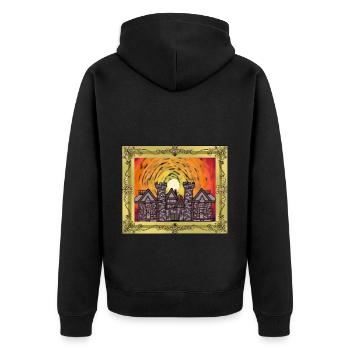 Moyen Age Château Château Forteresse Chevalier Guerrier - Veste à capuche bio Premium Unisexe - noir - Dos - Nico (187cm)