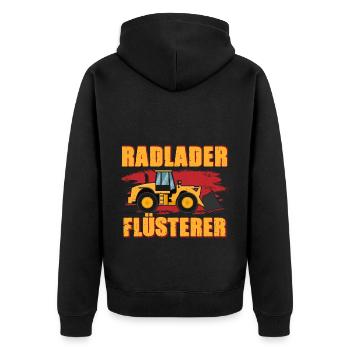 Radlader Flüsterer Retro Radladerfahrer - Unisex Premium Bio Zip Hoodie - Schwarz - Hinten - Nico (187cm)