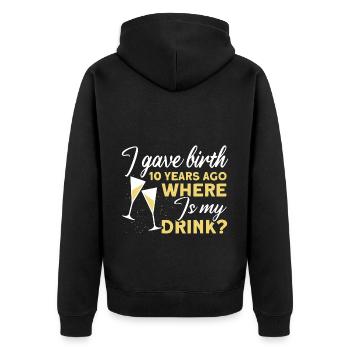 10. Geburtstag Bier Trinken Mutter Mama - Unisex Premium Bio Zip Hoodie - Schwarz - Hinten - Nico (187cm)